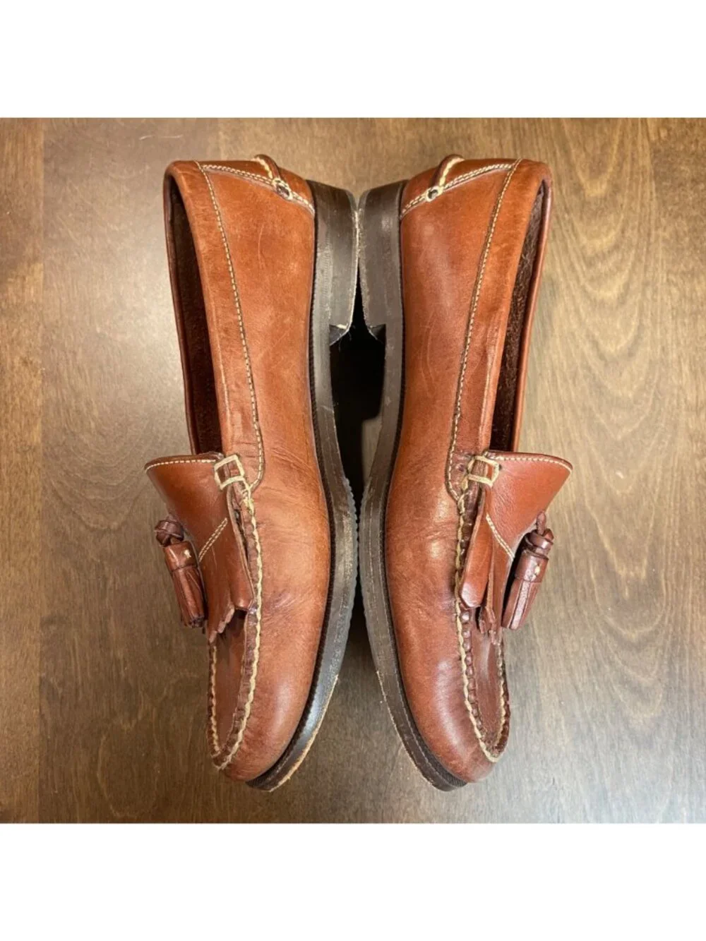 Cole Haan Leather Pinch Tassel Loafer Men's Size 9M‎ Brown Handsewn in Brazil